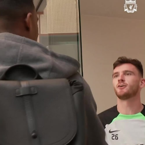 GRAV-ING A LAUGH Andy Robertson delivers ice-cold dig at Liverpool team-mates Van Dijk and Gakpo as he welcomes Gravenberch to the club