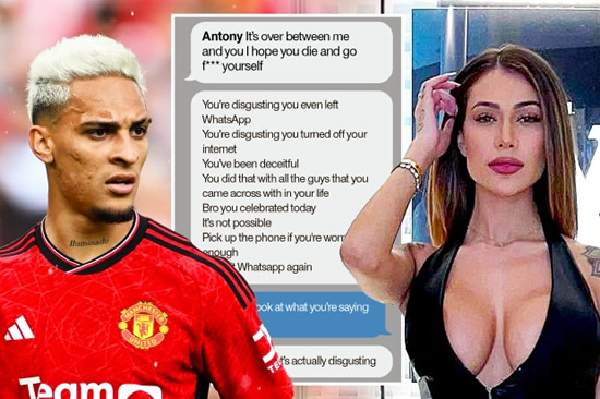 Man United star Antony's ex Gabriela Cavallin shares 'I hope you die' texts & injury pics as cops probe violence claim