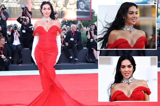 Georgina Rodriguez joins no bra club on red carpet and reveals busty, eye-popping dress was nod to famous actress