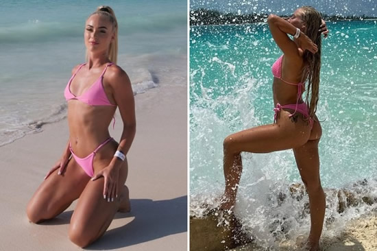Glamorous footballer Alisha Lehmann sends fans wild in bikini snaps as they say 'I'll be there in five'