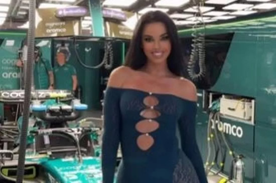 'World Cup's sexiest fan' dazzles as she tours round Aston Martin garage at Las Vegas GP