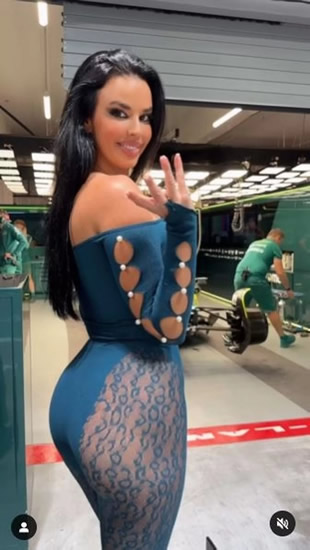'World Cup's sexiest fan' dazzles as she tours round Aston Martin garage at Las Vegas GP