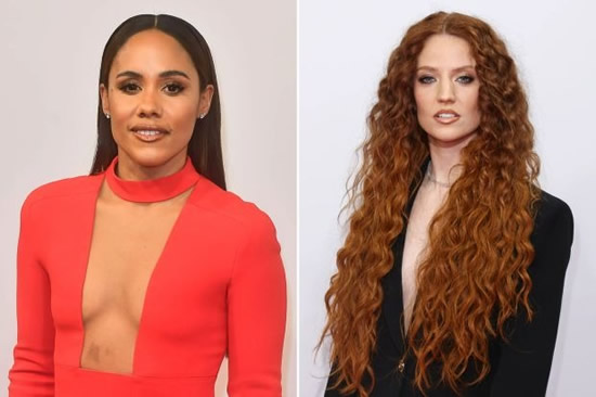 Alex Scott goes braless in stunning red gown as partner Jess Glynne shows off long legs as she joins her at SPOTY