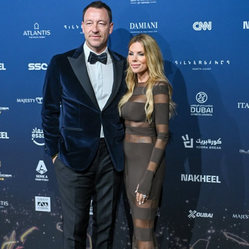 TERRY-FIC Chelsea legend John Terry’s wife Toni turns heads in see-through dress as she brings the glamour to Globe Soccer Awards