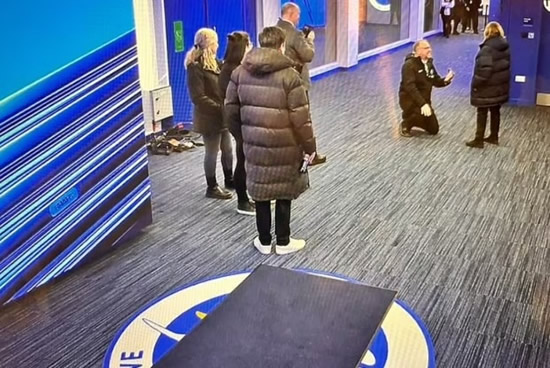 ROMANCE AIN'T DEAD Awkward moment Peter Crouch says ‘Abbey Clancy would’ve slapped me’ live on TNT Sports as man proposes in Amex tunnel
