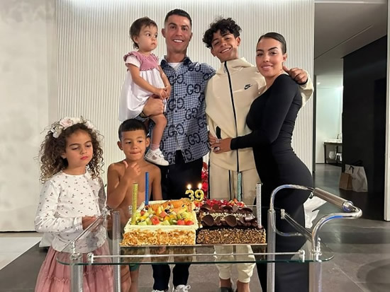 KEEP RON GOING Cristiano Ronaldo celebrates turning 39 with three cakes as he spends his birthday with Georgina and the kids