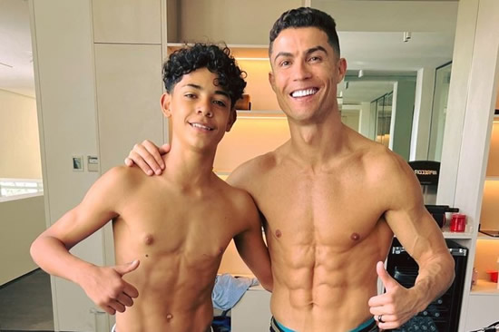 Cristiano Ronaldo poses for photo after workout alongside ripped 13-year-old son