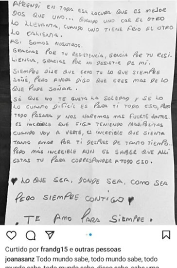 SHAMED STAR Dani Alves’ ex-wife Joana Sanz accidentally shares bizarre letter pleading for forgiveness disgraced rapist wrote to her