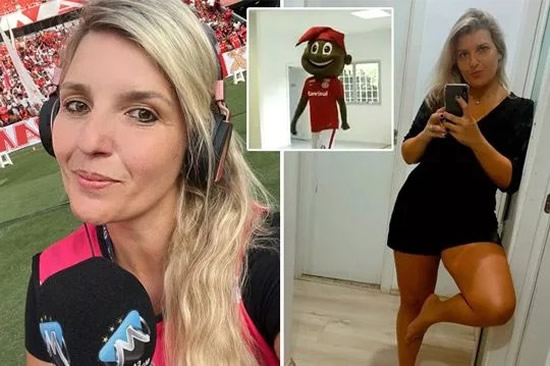 Football mascot 'groped and kissed female reporter' on pitch after late winner