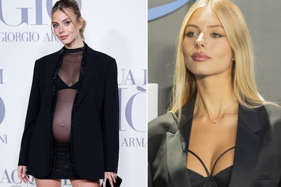 Thibaut Courtois' stunning model wife Mishel Gerzig shows off bra and baby bump in see-through outfit and tiny skirt