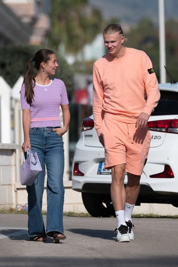 FUN IN THE SUN Erling Haaland and stunning Wag Isabel Haugseng Johansen spotted in Spain as Man City star visits new family home