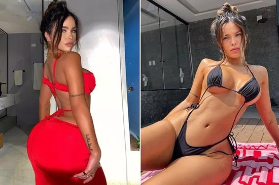 Stunning football WAG denies using Photoshop to make her bum bigger in bikini snaps