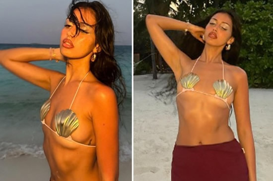 Dele Alli's stunning Wag risks wardrobe malfunction with tiny mermaid shells to cover her modesty as fans say 'unreal'