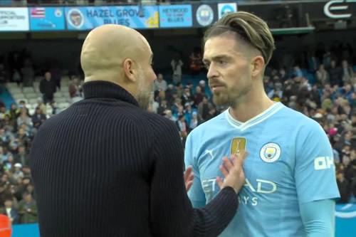 Pep Guardiola berates Jack Grealish on pitch and pokes him after Man City held by Arsenal