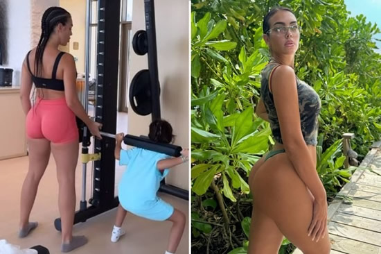 Georgina Rodriguez flaunts amazing figure as Cristiano Ronaldo's Wag trains with daughter in gym