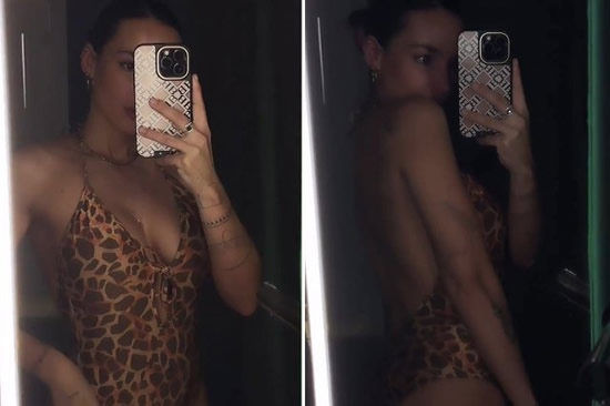 Chelsea legend's daughter shows off stunning figure in backless leopard-print swimsuit