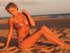 BIKINI BOMBSHELL: The model showcased her enviable curves on the beach
