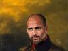 His arch rival Pep Guardiola has also been painted complete with club crest